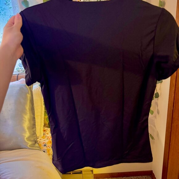 Silky Black Baby Sleeve Tee - Picture 2 of 4